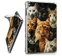RWUTYTIUL for iPad 10.2" Case iPad 9th Generation 2021/iPad 8th Generation 2020/iPad 7th Generation 2019 Clear Case, Transparent Shockproof Protective Shell Lightweight TPU Case, Cats