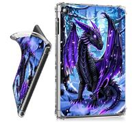 RWUTYTIUL for iPad 10.2 Inch 9th/8th/7th Generation 2021/2020/2019 Clear Tablet Case, Transparent Shockproof Protective Shell Lightweight TPU Accessories Cover Women Man, Snow Dragon