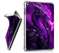 RWUTYTIUL for iPad 10.2 Inch 9th/8th/7th Generation 2021/2020/2019 Clear Tablet Case, Transparent Shockproof Protective Shell Lightweight TPU Accessories Cover Women Man, Purple Flaming Dragon