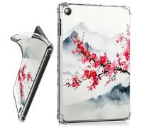 RWUTYTIUL for iPad 10.2 Inch 9th/8th/7th Generation 2021/2020/2019 Clear Tablet Case, Transparent Shockproof Protective Shell Lightweight TPU Accessories Cover Women Man, Ink Wash Peach Blossom