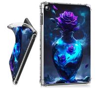 RWUTYTIUL for iPad 10.2 Inch 9th/8th/7th Generation 2021/2020/2019 Clear Tablet Case, Transparent Shockproof Protective Shell Lightweight TPU Accessories Cover Women Man, Purple Rose Vase
