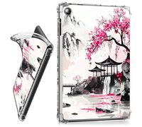 RWUTYTIUL for iPad 10.2 Inch 9th/8th/7th Generation 2021/2020/2019 Clear Tablet Case, Transparent Shockproof Protective Shell Lightweight TPU Accessories Cover Women Man, Pink Flower Pavilion