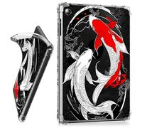 RWUTYTIUL for iPad 10.2 Inch 9th/8th/7th Generation 2021/2020/2019 Clear Tablet Case, Transparent Shockproof Protective Shell Lightweight TPU Accessories Cover Women Man, Red White Fish