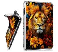 RWUTYTIUL for iPad 10.2 Inch 9th/8th/7th Generation 2021/2020/2019 Clear Tablet Case, Transparent Shockproof Protective Shell Lightweight TPU Accessories Cover Women Man, Yellow Flower Lion