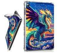 RWUTYTIUL for iPad 10.2 Inch 9th/8th/7th Generation 2021/2020/2019 Clear Tablet Case, Transparent Shockproof Protective Shell Lightweight TPU Accessories Cover Women Man, Blue Cloud Dragon
