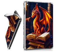 RWUTYTIUL for iPad 10.2 Inch 9th/8th/7th Generation 2021/2020/2019 Clear Tablet Case, Transparent Shockproof Protective Shell Lightweight TPU Accessories Cover Women Man, Book Dragon
