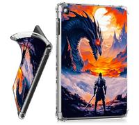 RWUTYTIUL for iPad 10.2 Inch 9th/8th/7th Generation 2021/2020/2019 Clear Tablet Case, Transparent Shockproof Protective Shell Lightweight TPU Accessories Cover Women Man, Black Dragon Warrior