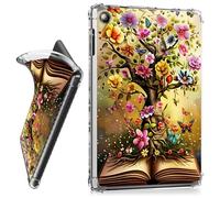 RWUTYTIUL for iPad 10.2 Inch 9th/8th/7th Generation 2021/2020/2019 Clear Tablet Case, Transparent Shockproof Protective Shell Lightweight TPU Accessories Cover Women Man, Flower Tree