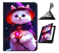 RWUTYTIUL for iPad 6th 5th Generation (9.7 Inch, 2018/2017)/iPad Air 2 Case, Shockproof Smart Protective Multi-Angle Viewing Tablet Cover for Women Men with Auto Sleep/Wake, Purple White Cat