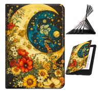 RWUTYTIUL for iPad 6th 5th Generation (9.7 Inch, 2018/2017)/iPad Air 2 Case, Shockproof Smart Protective Multi-Angle Viewing Tablet Cover for Women Men with Auto Sleep/Wake, Flower Big Moon