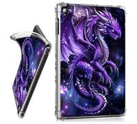 RWUTYTIUL for iPad 9.7 Inch 5th/6th Generation 2018/2017 Clear Tablet Case, Transparent Shockproof Protective Shell Lightweight TPU Accessories Cover Women Man, Purple Cool Dragon