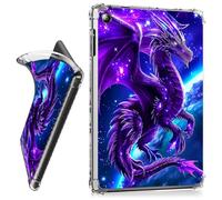 RWUTYTIUL for iPad 9.7 Inch 5th/6th Generation 2018/2017 Clear Tablet Case, Transparent Shockproof Protective Shell Lightweight TPU Accessories Cover Women Man, Purple Planet Dragon