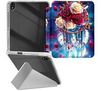 RWUTYTIUL for iPad A16 11th Gen 11 Inch 2025/iPad 10th Generation 10.9" 2022 Transparent Case, Leather Shell Shockproof Protective Fun Kickstand Clear Tablet Cover for Women Men, Purple Dream Catcher