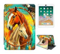 RWUTYTIUL for iPad Air 11" (M3/M2) 2025/2024 Cover iPad Air 5th/4th Gen 10.9" (2022/2020) Tablet Case, 360 Degree Rotating Shockproof Protective Stand Case for Women Man, Two Horses Paving Dream Net