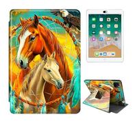 RWUTYTIUL for iPad Air 13" Cover (M3 2025/M2 2024), iPad Pro 12.9"(6th/5th Gen 2022/2021) Tablet Case, 360 Degree Rotating Shockproof Protective Stand Case for Women Man, Two Horses Paving Dream Net