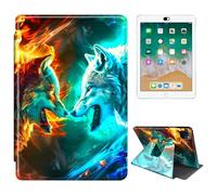 RWUTYTIUL for iPad Air 13 Inch Cover (M3 2025/M2 2024), iPad Pro 12.9"(6th/5th Gen 2022/2021) Tablet Case, 360 Degree Rotating Shockproof Protective Stand Case for Women Man, Two Flaming Wolves
