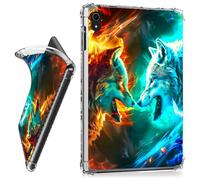 RWUTYTIUL for iPad Air 13 Inch M3 2025 & M2 2024 Clear Tablet Case, Transparent Shockproof Protective Shell Lightweight TPU Accessories Cover Women Man, Two Flaming Wolves