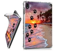 RWUTYTIUL for iPad Air 13 Inch M3 2025 & M2 2024 Clear Tablet Case, Transparent Shockproof Protective Shell Lightweight TPU Accessories Cover Women Man, Dog Paw Print Beach