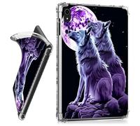 RWUTYTIUL for iPad Air 13 Inch M3 2025 & M2 2024 Clear Tablet Case, Transparent Shockproof Protective Shell Lightweight TPU Accessories Cover Women Man, Moon Wolf