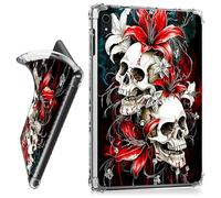 RWUTYTIUL for iPad Air 13 Inch M3 2025 & M2 2024 Clear Tablet Case, Transparent Shockproof Protective Shell Lightweight TPU Accessories Cover Women Man, Red Lily Skull
