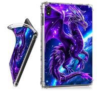 RWUTYTIUL for iPad Air 13 Inch M3 2025 & M2 2024 Clear Tablet Case, Transparent Shockproof Protective Shell Lightweight TPU Accessories Cover Women Man, Purple Planet Dragon