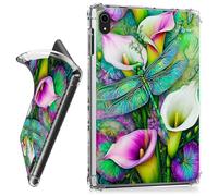 RWUTYTIUL for iPad Air 13 Inch M3 2025 & M2 2024 Clear Tablet Case, Transparent Shockproof Protective Shell Lightweight TPU Accessories Cover Women Man, Dragonfly Lily