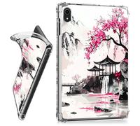 RWUTYTIUL for iPad mini 7 (A17 Pro) 2024/iPad Mini 6 2021 8.3 Inch Clear Tablet Case, Transparent Shockproof Protective Shell Lightweight TPU Accessories Cover Women Man, Pink Flower Pavilion