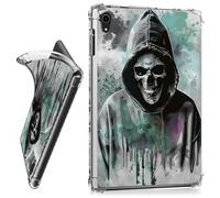 RWUTYTIUL for iPad Mini 7th/6th Generation 8.3 Inch 2024/2021 8.3 Inch Clear Tablet Case, Transparent Shockproof Protective Shell Lightweight TPU Case for iPad Mini 6, Cool Skull