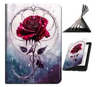 RWUTYTIUL for iPad Pro 11 Inch 2024 5th Generation (M4) Case, Shockproof Smart Protective Multi-Angle Viewing Tablet Cover for Women Men with Auto Sleep/Wake, Red Rose Grey