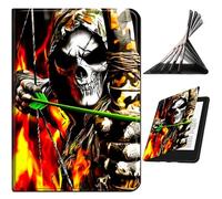 RWUTYTIUL for iPad Pro 11 Inch 2024 5th Generation (M4) Case, Shockproof Smart Protective Multi-Angle Viewing Tablet Cover for Women Men with Auto Sleep/Wake, Flame Skull