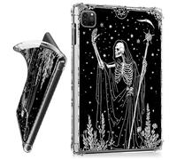 RWUTYTIUL for iPad Pro 11 Inch (4th/3rd/2nd/1st Generation, 2022/2021/2020/2018) Clear Case, Transparent Shockproof Protective Shell Lightweight TPU Accessories Cover Women Man, Black Skull Axe