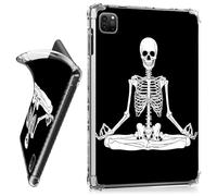 RWUTYTIUL for iPad Pro 11 Inch (M4) 5th Generation 2024 Clear Tablet Case, Transparent Shockproof Protective Shell Lightweight TPU Accessories Cover Women Man, Sitting Skull