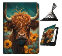 RWUTYTIUL for iPad Pro 13 Inch 2024 7th Generation (M4) Case, Shockproof Smart Protective Multi-Angle Viewing Tablet Cover for Women Men with Auto Sleep/Wake, Flowers Cow