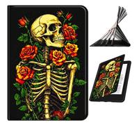 RWUTYTIUL for iPad Pro 13 Inch 2024 7th Generation (M4) Case, Shockproof Smart Protective Multi-Angle Viewing Tablet Cover for Women Men with Auto Sleep/Wake, Skull Red Rose