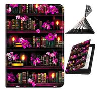 RWUTYTIUL for iPad Pro 13 Inch 2024 7th Generation (M4) Case, Shockproof Smart Protective Multi-Angle Viewing Tablet Cover for Women Men with Auto Sleep/Wake, Purple Book Flower