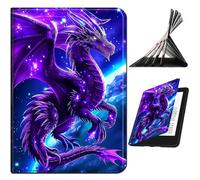 RWUTYTIUL for iPad Pro 13 Inch 2024 7th Generation (M4) Case, Shockproof Smart Protective Multi-Angle Viewing Tablet Cover for Women Men with Auto Sleep/Wake, Purple Planet Dragon