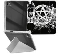 RWUTYTIUL for iPad Pro 13 Inch 2024 M4 7th Generation Transparent Case, Leather Shell Shockproof Protective Fun Kickstand Clear Tablet Cover Accessories for Women Men, Flowers Dream