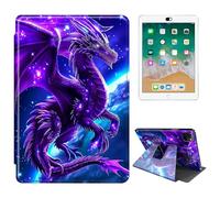 RWUTYTIUL for iPad Pro 13 Inch M4 2024 7th Generation Tablet Case, 360 Degree Rotating Shockproof Protective Stand Case for Women Man, Purple Planet Dragon