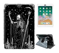 RWUTYTIUL for Kindle Fire 7 (9th/7th/5th Generation, 2019/2017/2015 Release) Tablet Case, 360 Degree Rotating Shockproof Protective Stand Case for Women Man, Black Skull Axe