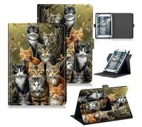 RWUTYTIUL for LG G Pad 5 10.1 Inch Universal Tablet Case 9"-10.5", 360 Degree Rotating Kickstand Protective Stand Case with Multiple Viewing PU Leather Shell Case for LG G Pad 5 2019, 8 Cats