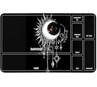 RWUTYTIUL for MTG Card Playmat 24 X 14 Inch with A Zone, Stitched Play Mat for Commander Board TCG RPG CCG Game Desktop Tablet Mouse Pad for Playing Accessories, Moon Black