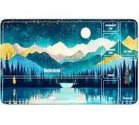 RWUTYTIUL for MTG Card Playmat 24 X 14 Inch with A Zone, Stitched Play Mat for Commander Board TCG RPG CCG Game Desktop Tablet Mouse Pad for Playing Accessories, Blue Mountains Moon
