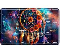 RWUTYTIUL for MTG Card Playmat 24 X 14 Inch with A Zone, Stitched Play Mat for Commander Board TCG RPG CCG Game Desktop Tablet Mouse Pad for Playing Accessories, Starry Night Dreamcatcher