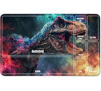 RWUTYTIUL for MTG Card Playmat 24 X 14 Inch with A Zone, Stitched Play Mat for Commander Board TCG RPG CCG Game Desktop Tablet Mouse Pad for Playing Accessories, Flaming Dinosaur