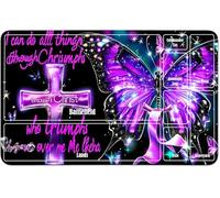 RWUTYTIUL for MTG Card Playmat 24 X 14 Inch with A Zone, Stitched Play Mat for Commander Board TCG RPG CCG Game Desktop Tablet Mouse Pad for Playing Accessories, Butterfly Inspirational Words