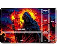 RWUTYTIUL for MTG Card Playmat 24 X 14 Inch with A Zone, Stitched Play Mat for Commander Board TCG RPG CCG Game Desktop Tablet Mouse Pad for Playing Accessories, Red Skull