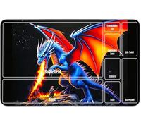 RWUTYTIUL for MTG Card Playmat 24 X 14 Inch with A Zone, Stitched Play Mat for Commander Board TCG RPG CCG Game Desktop Tablet Mouse Pad for Playing Accessories, Red Winged Dragon