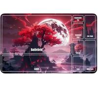 RWUTYTIUL for MTG Card Playmat 24 X 14 Inch with A Zone, Stitched Play Mat for Commander Board TCG RPG CCG Game Desktop Tablet Mouse Pad for Playing Accessories, Red Village