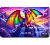 RWUTYTIUL for MTG Card Playmat 24 X 14 Inch with B Zone, Stitched Play Mat for Commander Board TCG RPG CCG Game Desktop Tablet Mouse Pad for Playing Accessories, Purple Sky Dragon