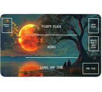 RWUTYTIUL for MTG Card Playmat 24 X 14 Inch with B Zone, Stitched Play Mat for Commander Board TCG RPG CCG Game Desktop Tablet Mouse Pad for Playing Accessories, Moon Tree
